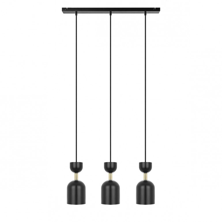 SUPURU 3L schwarze Dreifach-Deckenleuchte mit Messing