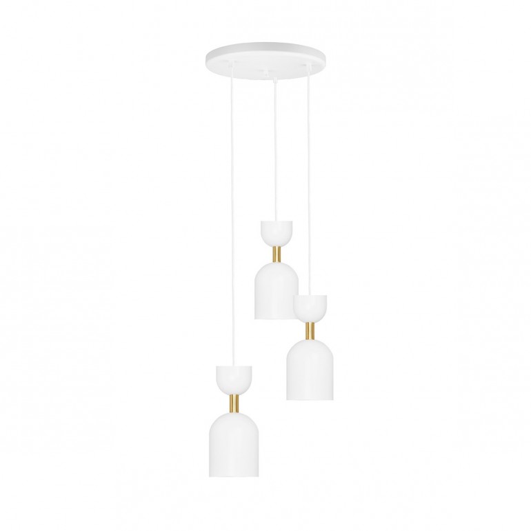 SUPURU 3P weiße Hängeleuchte / Plafond mit Messing