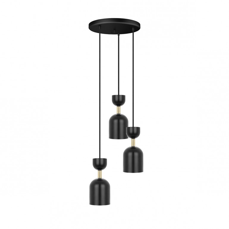 SUPURU 3P schwarze Pendelleuchte / Plafond mit Messing