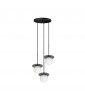 Potrójna sufitowa czarna lampa wisząca BORRA B 3P trzy białe szklane kule 15cm UMMO