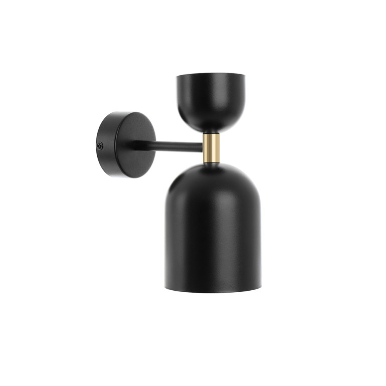 SUPURU W schwarz verstellbare Wandlampe / Wandleuchter mit Messingrohr