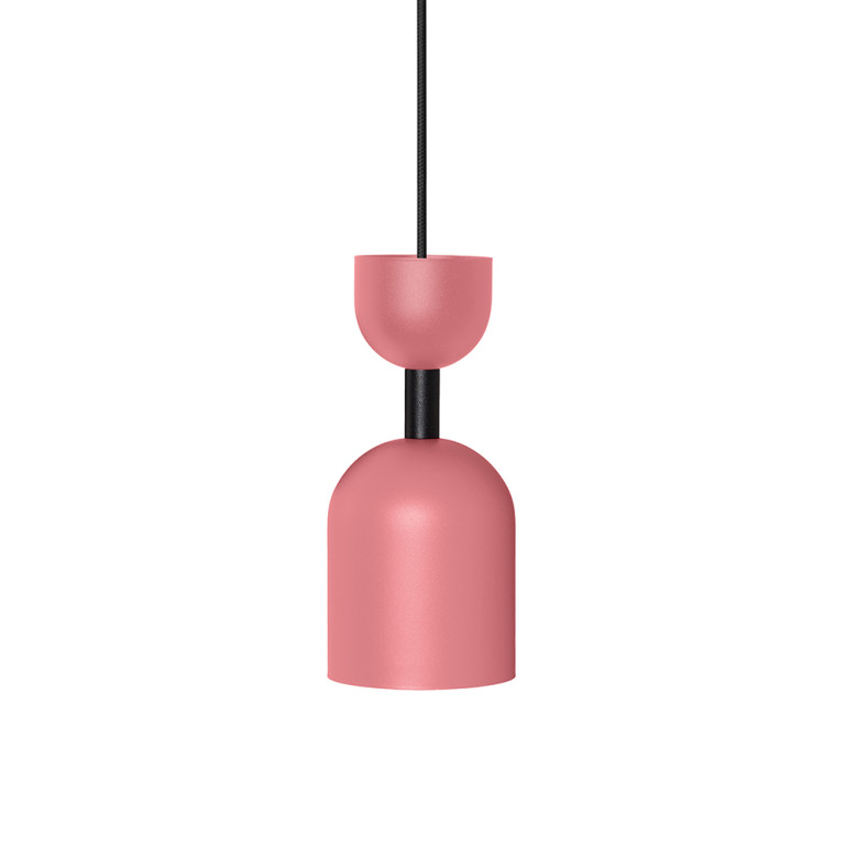 SUPURU rosa Deckenpendellampe mit schwarzem Rohr
