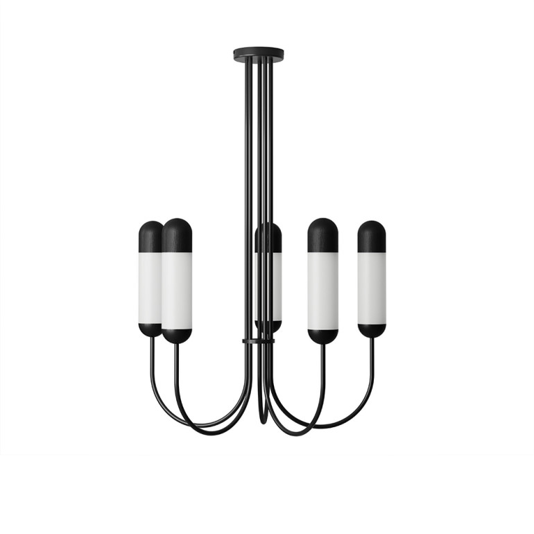 FUNSUI B schwarzer Kronleuchter in S-Form