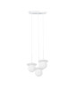 Potrójna sufitowa czarna lampa wisząca BORRA B 3P trzy białe szklane kule 15cm UMMO